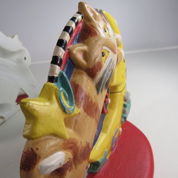 Cat over the Moon CAST IRON Bookends or Doorstop 2pc total 6" tall Primary Color - Picture 7 of 16
